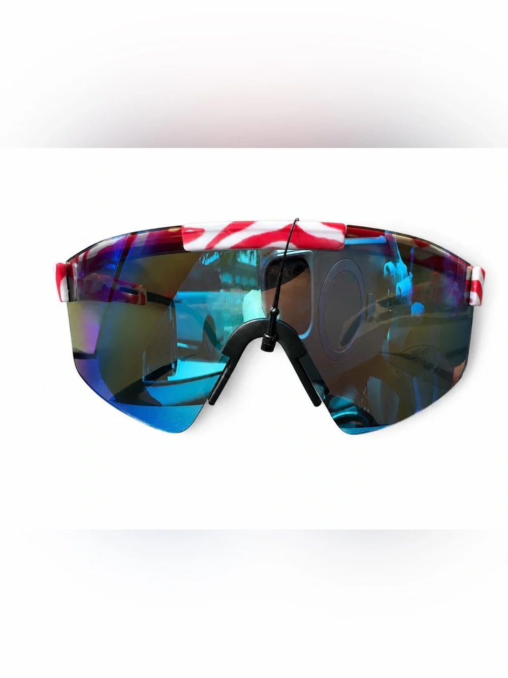Kid’s Blue Shield Sunglasses with Red-White Accent